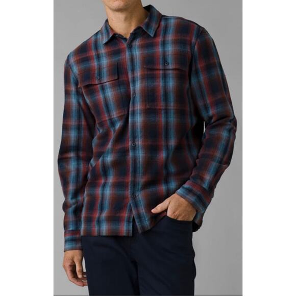 prAna Other - PRANA Mens Glover Park Blue Red Plaid Lined Flannel Shacket Size Large